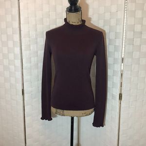 who what wear maroon mock neck sweater XS